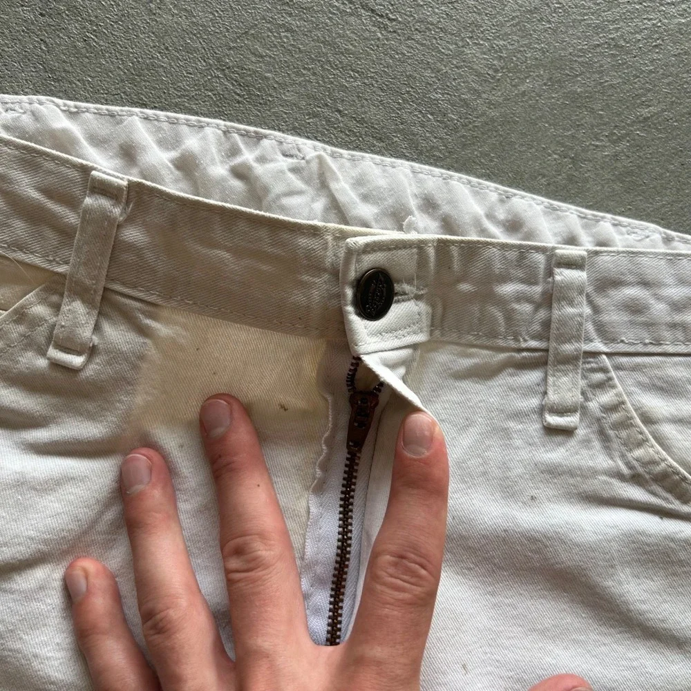 Vintage Dickies Carpenter Pants Size 34x30 White Painter Straight Leg Workwear
